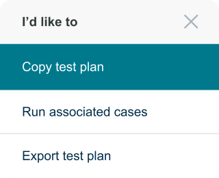 Copy test plan menu