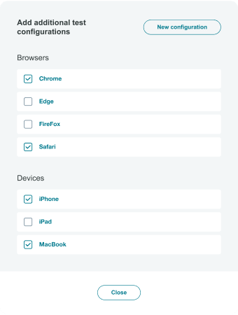 Select test configuration